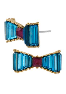 Betsey Johnson Crystal Bow Stud Earrings