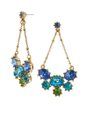 Betsey Johnson Crystal Gem Cluster Chandelier Earrings
