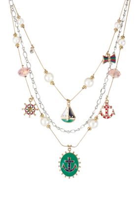 Betsey Johnson Anchor & Sailboat Illusion Necklace