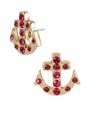 Betsey Johnson Anchor Stud Earrings