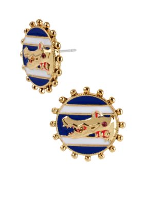 Betsey Johnson Round Alligator Stud Earrings