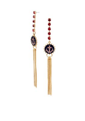 Betsey Johnson Anchor Multi Chain Linear Earrings