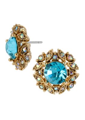 Betsey Johnson Crystal Gem Stud Earrings