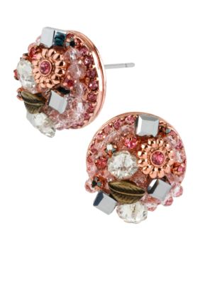 Betsey Johnson Round Cluster Stud Earrings