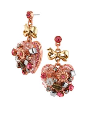 Betsey Johnson Vintage Heart Drop Earrings