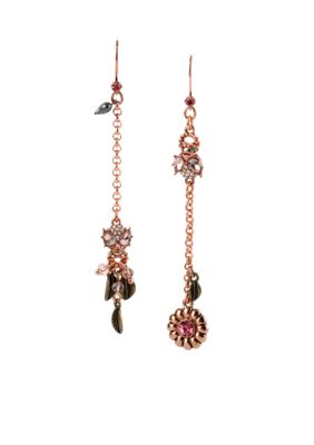 Betsey Johnson Crystal Bug Mismatch Linear Earrings