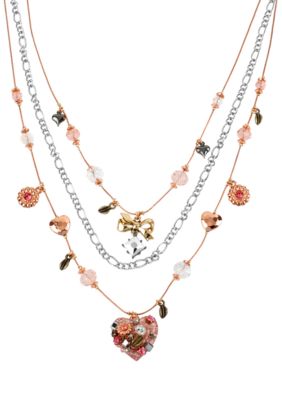 Betsey Johnson Vintage Heart Illusion Necklace