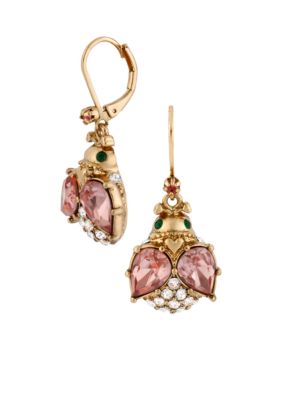 Betsey Johnson Crystal Bug Drop Earrings