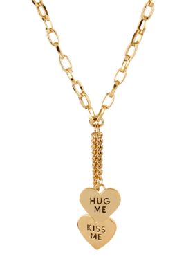 Betsey Johnson 'HUG ME' & 'KISS ME' Hearts Y-Shaped Necklace