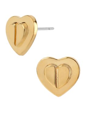 Betsey Johnson Layered Heart Stud Earrings