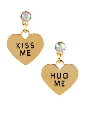 Betsey Johnson 'KISS ME' & 'HUG ME' Heart Drop Earrings