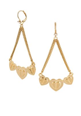 Betsey Johnson Three Heart Chandelier Earrings