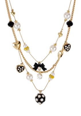 Betsey Johnson Polka Dot Bead Illusion Necklace