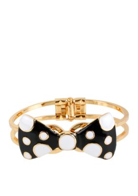 Betsey Johnson Polka Dot Bow Hinged Bangle Bracelet