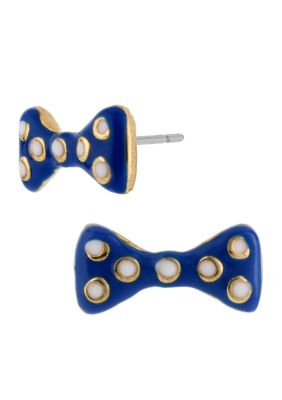 Betsey Johnson Polka Dot Bow Stud Earrings