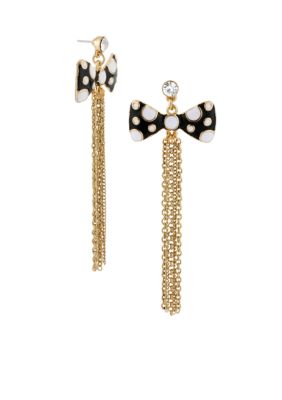 Betsey Johnson Polka Dot Bow Multi Chain Linear Earrings
