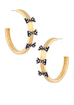 Betsey Johnson Polka Dot Bow Hoop Earrings