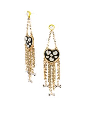 Betsey Johnson Heart Multi Chain Chandelier Earrings