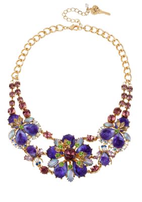 Betsey Johnson Carved Flower Frontal Necklace