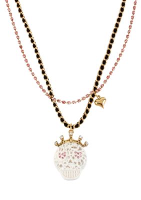 Betsey Johnson Lace Skull Pendant