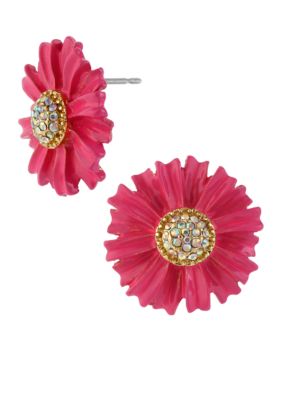Betsey Johnson Pink Flower Stud Earrings