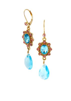 Betsey Johnson Crystal Gem Drop Earrings