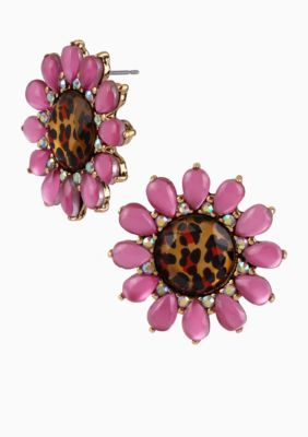 Betsey Johnson Leopard Flower Stud Earrings