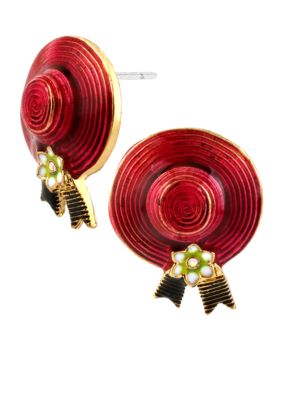 Betsey Johnson Hat Stud Earrings