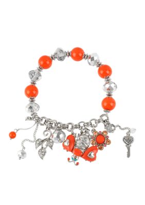 Betsey Johnson Crystal Bee Multi Charm Half Stretch Bracelet