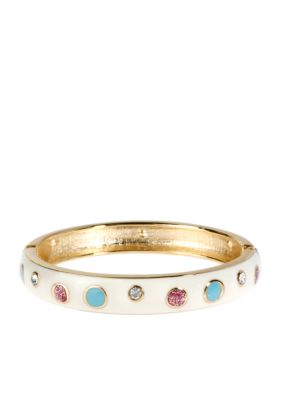 Betsey Johnson Polka Dot Hinged Bangle Bracelet
