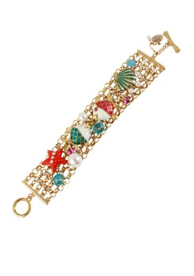 Betsey Johnson Fish & Sea Shell Toggle Bracelet