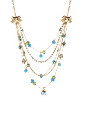 Betsey Johnson Blue Faceted Bead Illusion Necklace