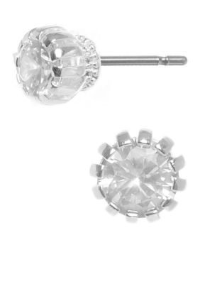 Betsey Johnson Cubic Zirconia Crown Stud Earring