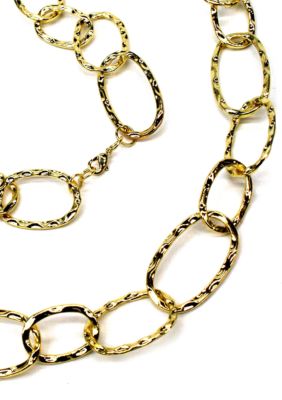 New Directions Gold Hammered Oval Link Necklace