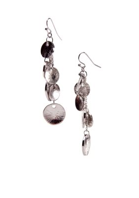New Directions Textured Disc Linear Earrings