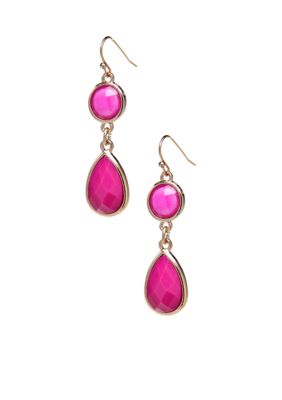 New Directions Pink Faceted Stone Drop Earrings