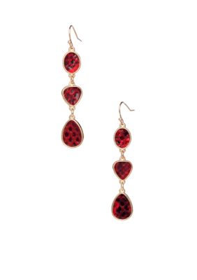 New Directions Red Snakeskin Linear Earrings