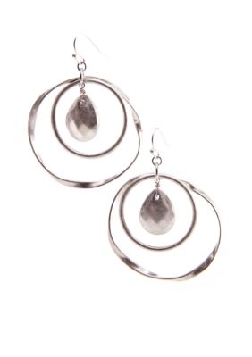 New Directions Double Hoop with Bead Drop Earrings