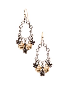 New Directions Metal Flower and Chain Chandelier Earrings