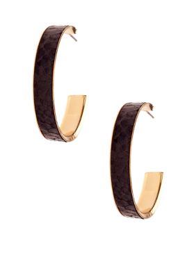 New Directions Black Snakeskin Hoop Earrings