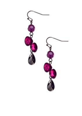 New Directions&reg; Purple Multi and Hematite Faceted Bead Linear Earrings