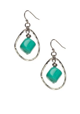 New Directions Turquoise and Silver Hoop Earrings