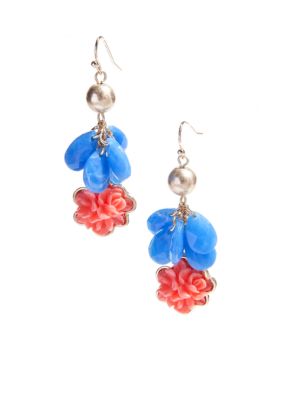 New Directions Flower and Faceted Teardrop Cluster Earrings
