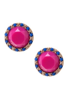 New Directions Multicolored Faceted Stone Stud Earrings