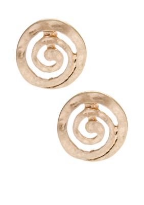 New Directions Worn Gold Swirl Stud Earrings