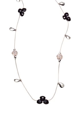 New Directions Black Multi and Silvertone Faceted Bead Illusion Necklace