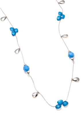 New Directions Blue Multi and Silvertone Faceted Bead Illusion Necklace