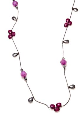 New Directions Purple Multi and Hematite Faceted Bead Illusion Necklace