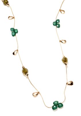 New Directions Green Multi and Gold Tone Faceted Bead Illusion Necklace