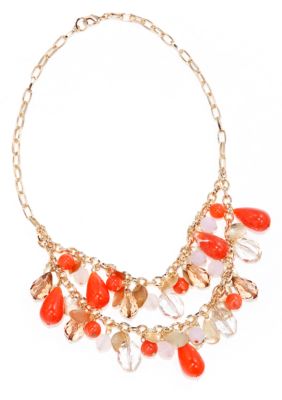 New Directions Short 2 Row Multi Colored Bead and Chain Necklace